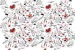 Seamless pattern of doodle violence