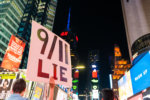 New York/USA, 11 September 2019: People in Central Park holding a banner with 