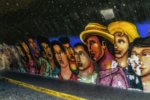 Lima, Peru - 17 May 2023: Colourful Urban art on the streets of Lima's Barranco neighbourhood.